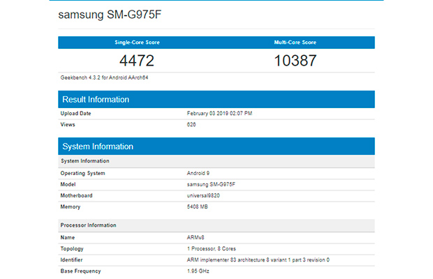 Samsung Galaxy S10+ с чипом Exynos 9820 протестирован в Geekbench