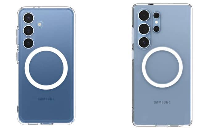 Samsung Galaxy S25 Plus и Galaxy S25 Ultra показаны в синем цвете