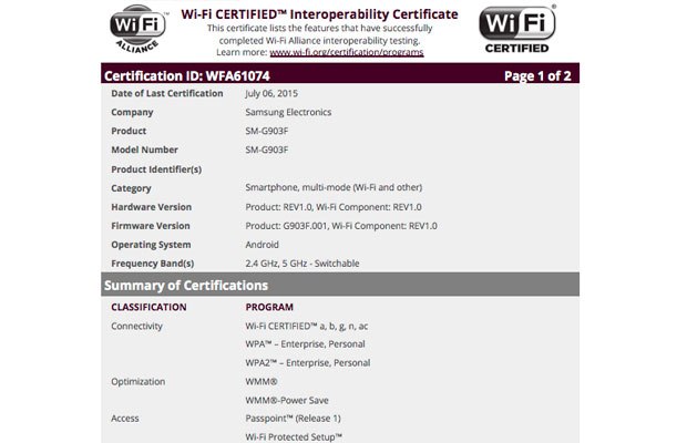 Samsung Galaxy S5 Neo прошел Wi-Fi-сертификацию