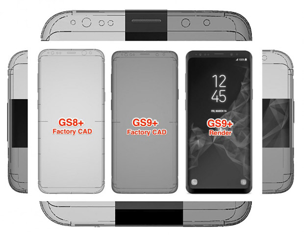 Чертежи Samsung Galaxy S9 и S9+ опубликовали в Сети