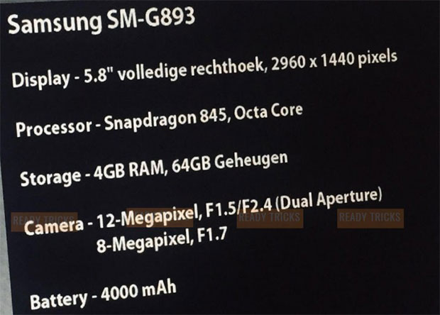 Технические характеристики Samsung Galaxy S9 Аctive слиты в Сеть