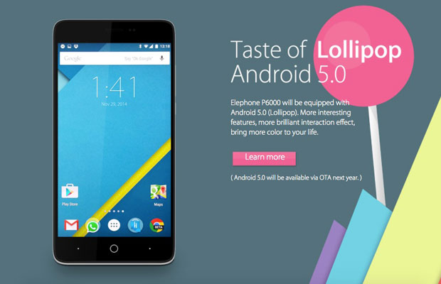 Elephone 27 декабря выпустит смартфон P6000 на базе Android 5.0 Lollipop