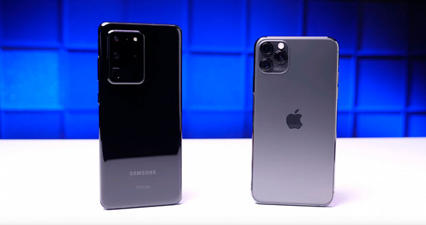 Робот провел сравнение производительности Samsung Galaxy S20 Ultra и iPhone 11 Pro Max