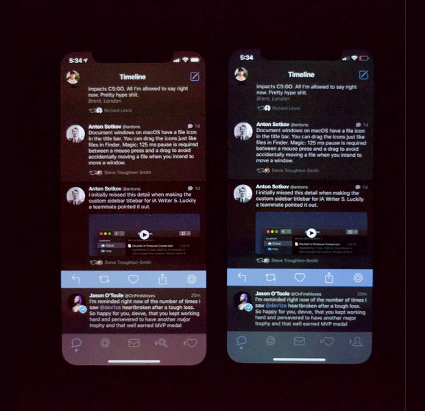 У экранов iPhone XS на минимальной яркости неправильно отображается черный