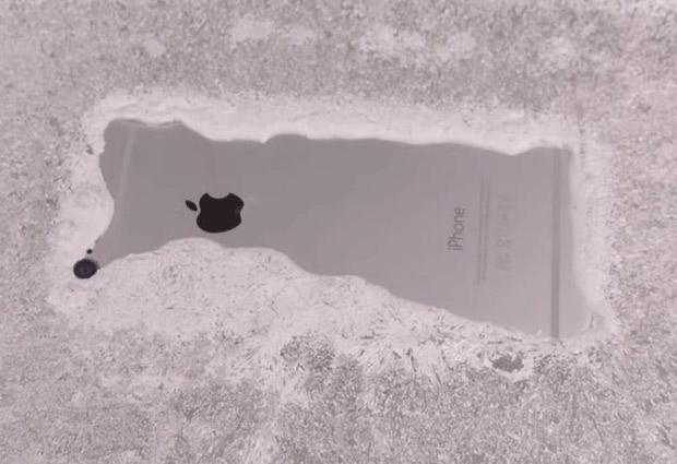 Испытание iPhone 6 горячим льдом