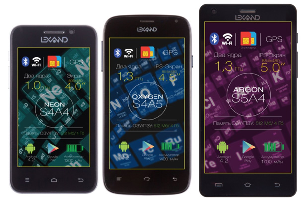 Lexand запустила продажи бюджетных смартфонов Argon, Oxygen и Neon
