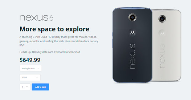 Nexus 6 нет в наличии в Google Play Store, зато на сайте Motorola есть все версии