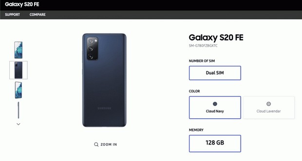 Samsung Galaxy S20 FE появился на официальном сайте компании