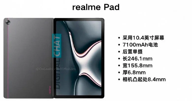 Раскрыты характеристики и стоимость планшета Realme Pad