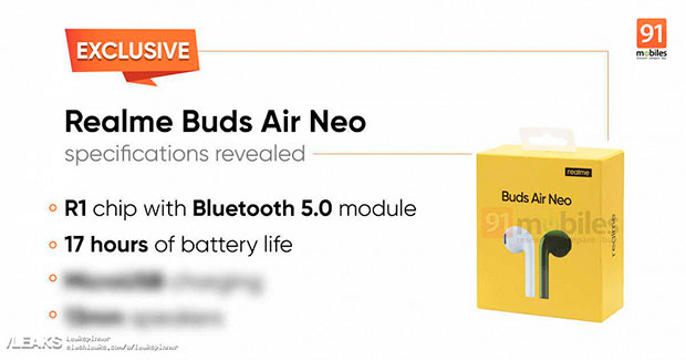 Показаны наушники Realme Buds Air Neo и озвучены их характеристики