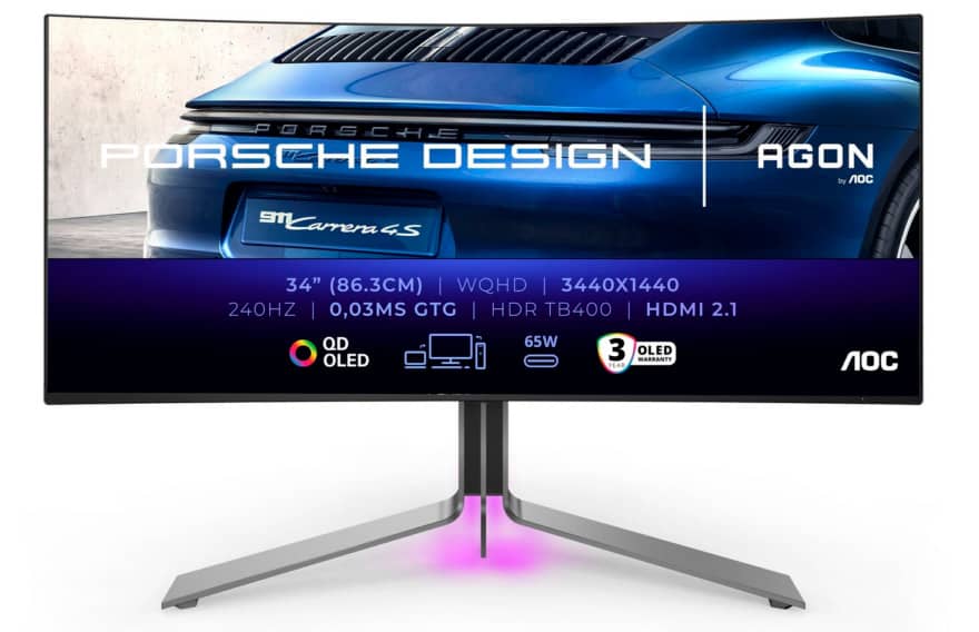 Представлен игровой монитор AOC AGON PRO PD34 Porsche Design