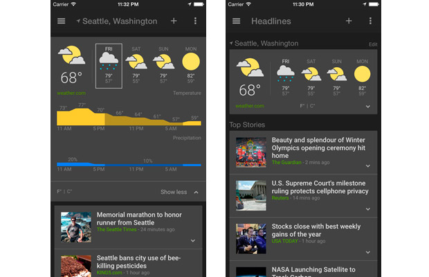 Google выпустил приложение с новостями и погодой для iOS