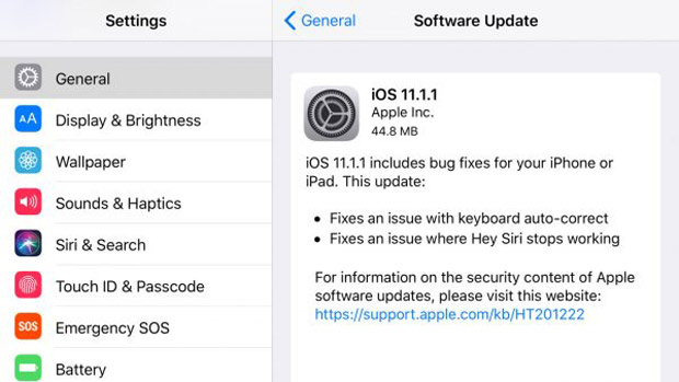 iOS 11.1.1 доступна для загрузки на iPad, iPhone и iPod Touch