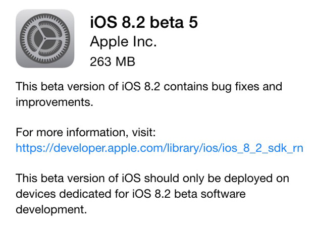 Apple выпустила обновление iOS 8.2 beta 5
