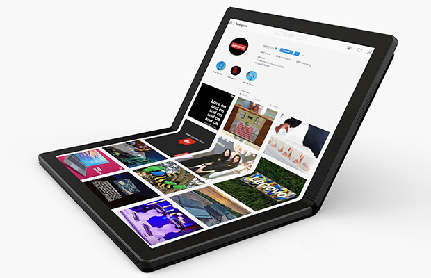 Lenovo представила прототип ноутбука со складным экраном