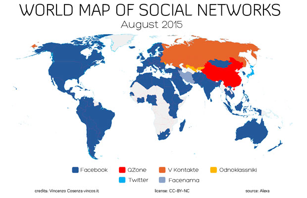 Украина осталась среди 8 стран, где Facebook до сих пор не стал соцсетью №1