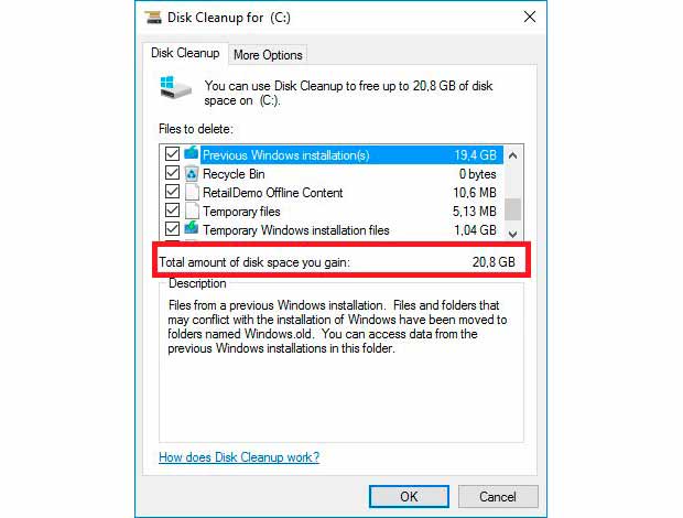 Как в Windows 10 избавиться от ненужных файлов старой ОС
