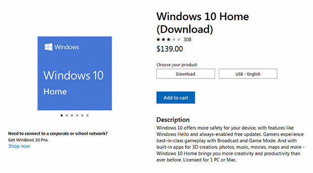 Microsoft подняла цену Windows 10 Home