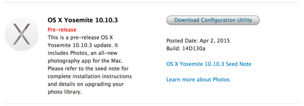 Apple выпустила OS X Yosemite 10.10.3 beta 7
