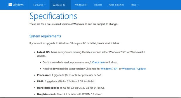 Microsoft опубликовала требования для Windows 10