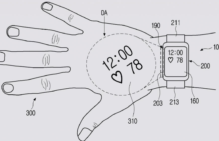 Samsung запатентувала смарт-годинник із вбудованим проектором