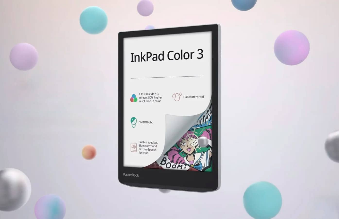 PocketBook представила читалку InkPad Color 3 з кольоровим E-Ink екраном та вологозахистом