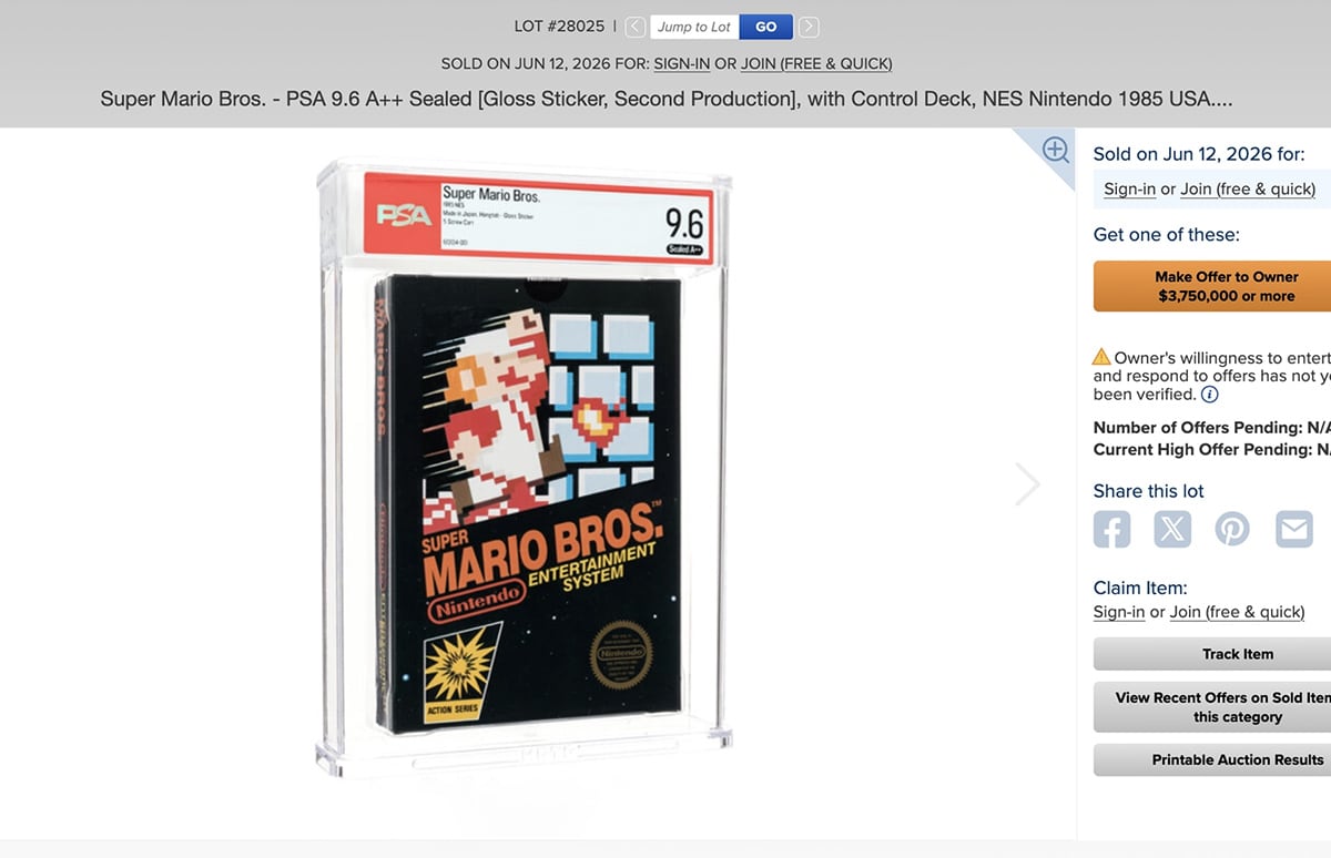 Картридж Super Mario Bros. продали за рекордні 3 мільйони доларів: чому колекціонери готові платити такі суми