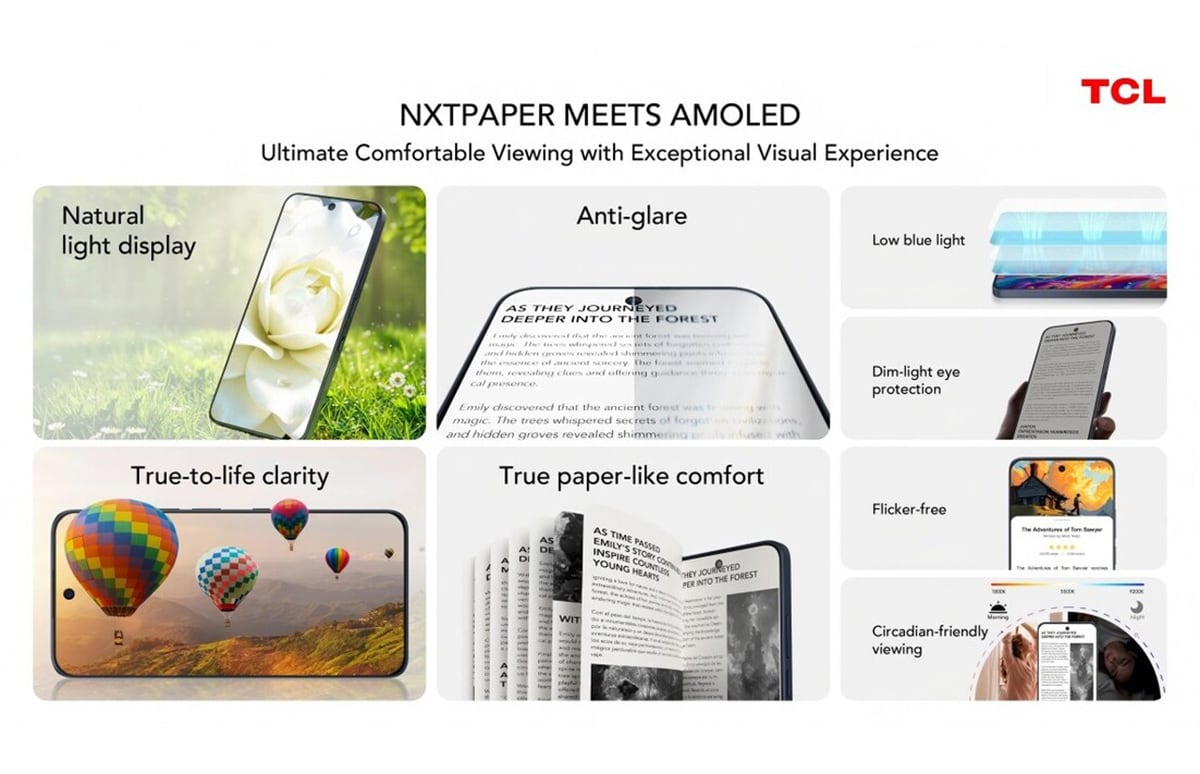 TCL адаптувала «паперову» технологію NXTPAPER під AMOLED-екрани
