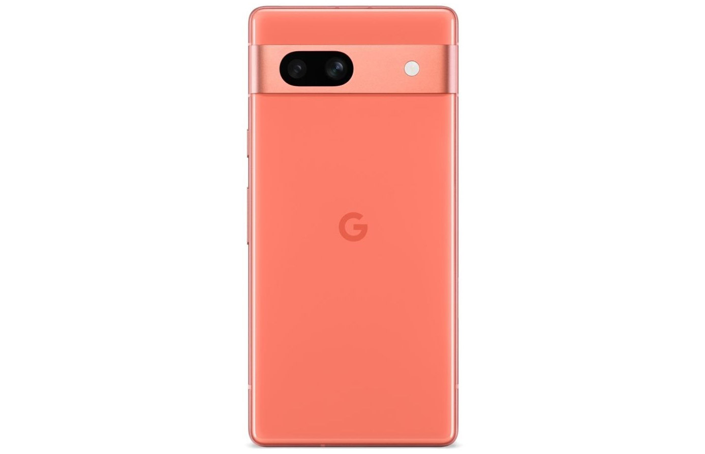 Смартфон Google Pixel 7a показано у кольорі Coral