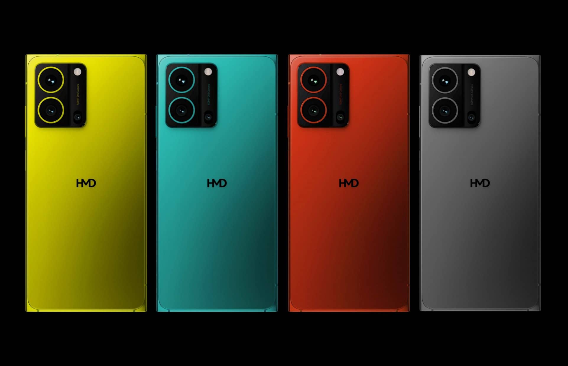 Смартфон HMD Hyper показано у чотирьох кольорах