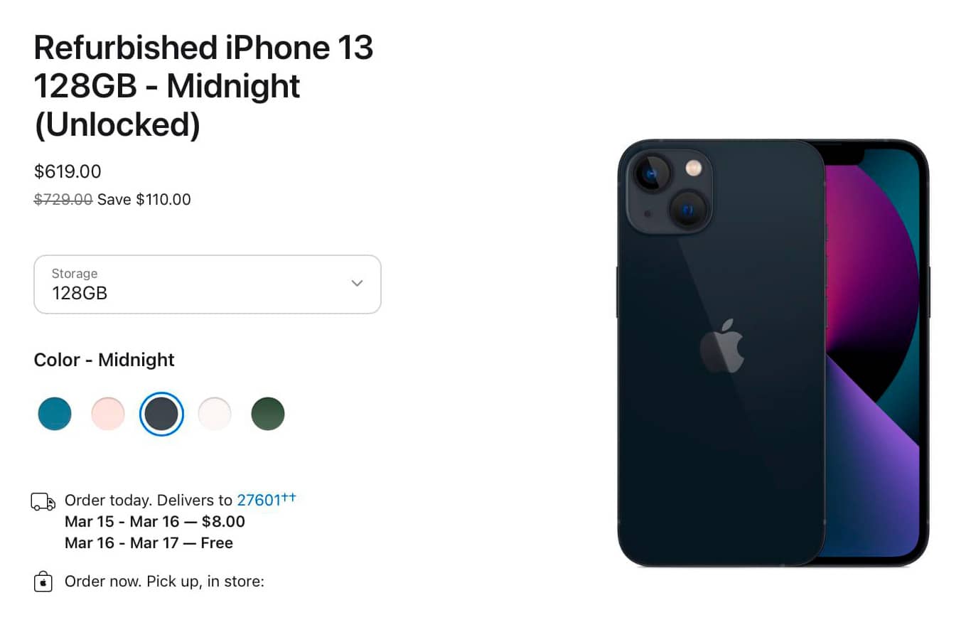 Apple запустила продажі відновлених iPhone 13