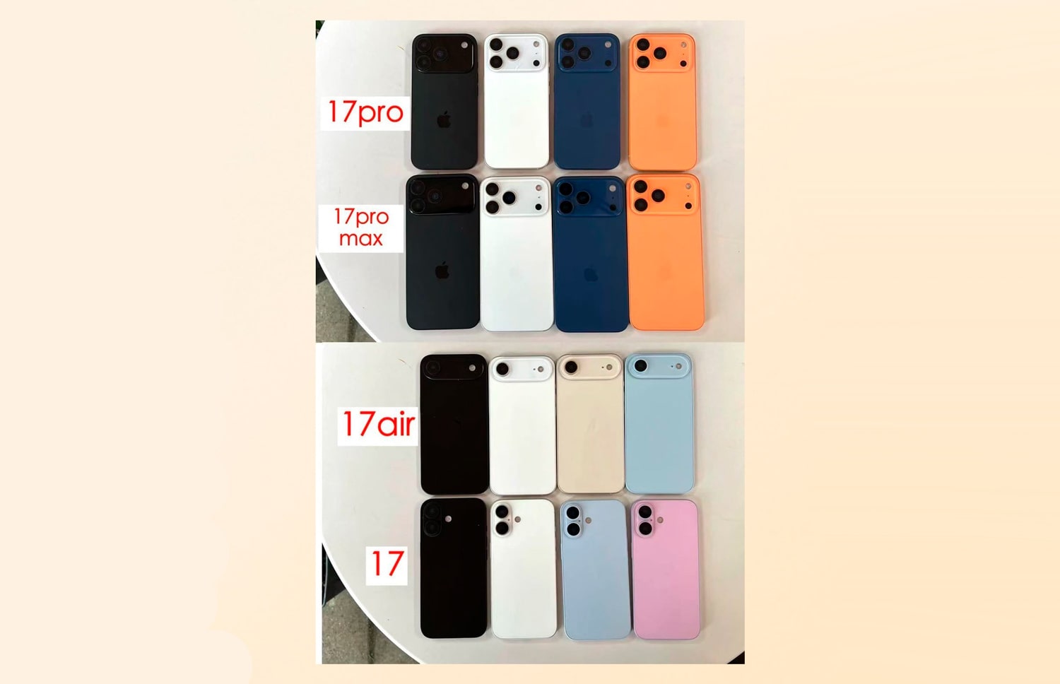 Опубліковано фото нових iPhone 17 у всіх кольорах