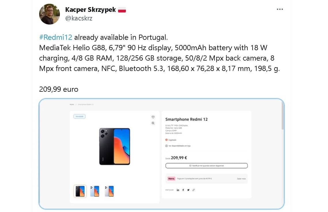 Непредставлений смартфон Redmi 12 помічено на португальському сайті Xiaomi