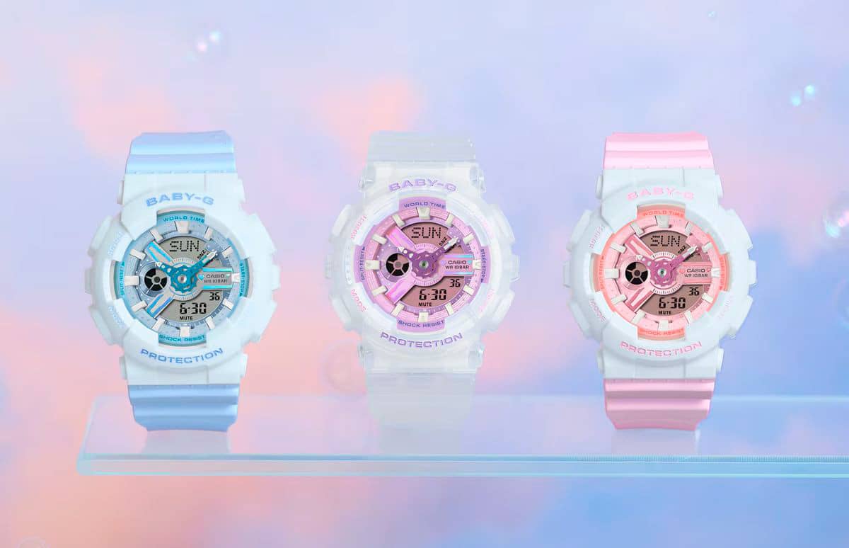 Casio випустила три моделі годинників Baby-G у пастельних тонах