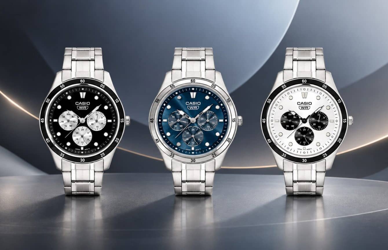 Casio представила три доступні аналогові годинники з трьома додатковими циферблатами