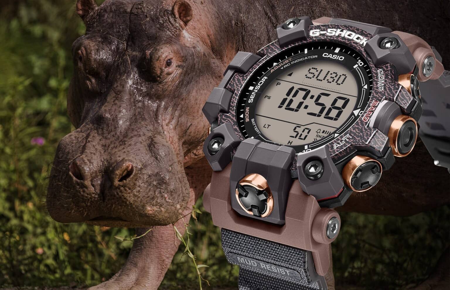Casio присвятила годинник G-Shock Mudman GW-9502KJ-8 зникаючому гіпопотаму