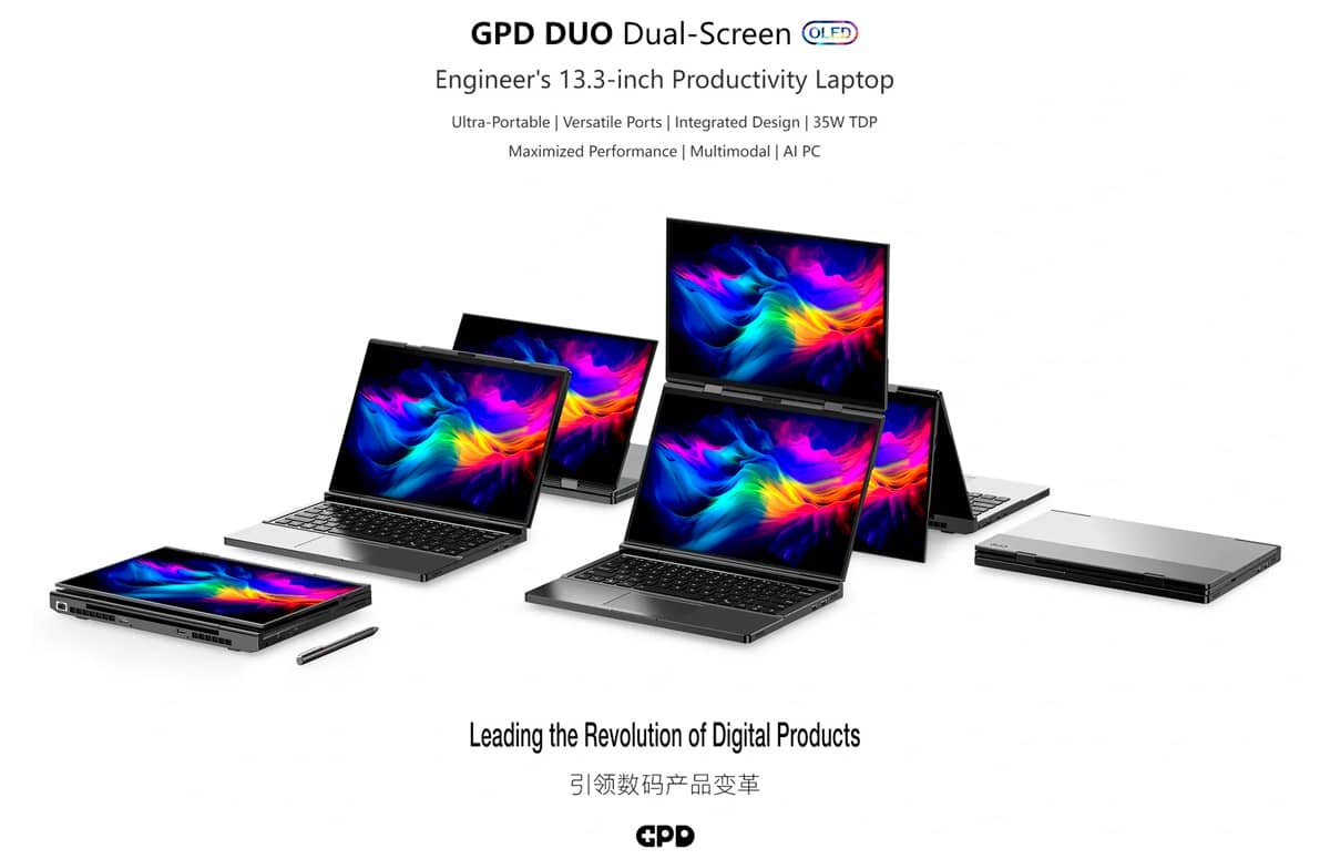 GPD готує випуск ноутбуків-трансформерів із подвійними OLED-дисплеями