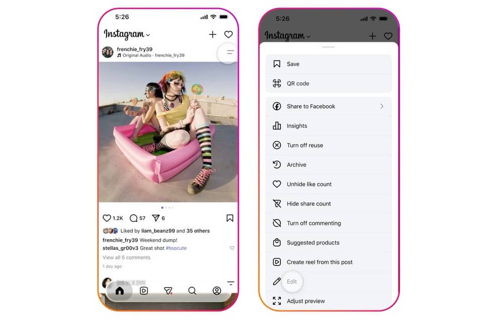 Instagram дозволив змінювати музику у вже опублікованих дописах без втрати лайків і переглядів