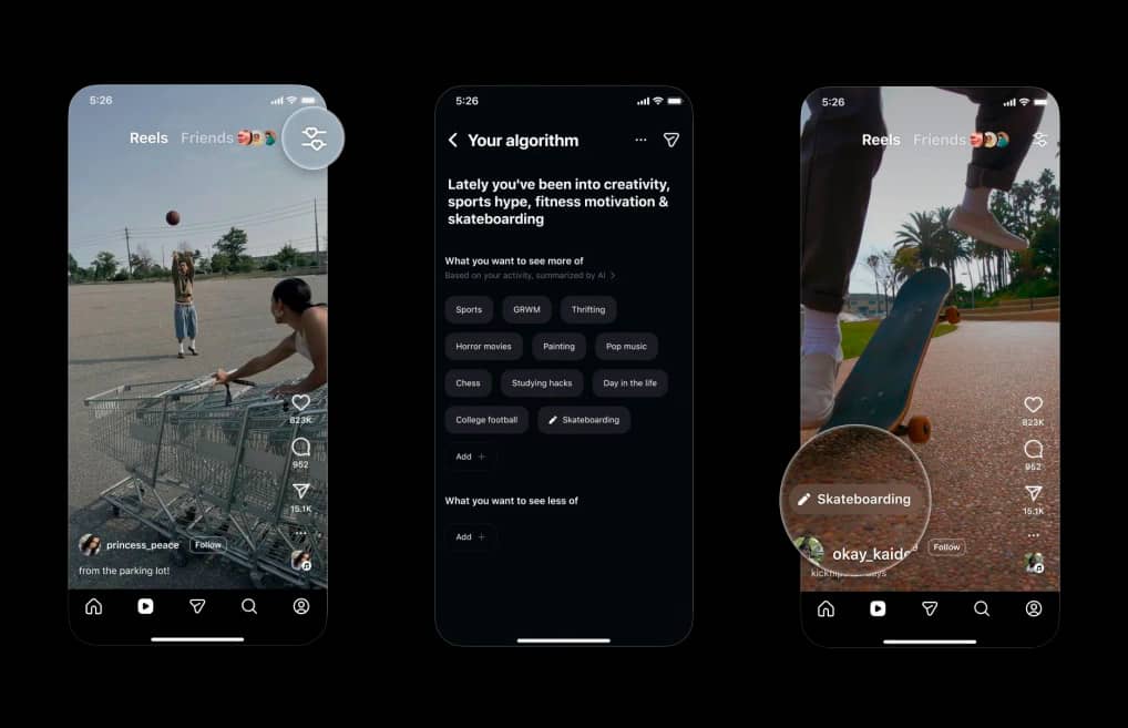 Instagram дозволив бачити та налаштовувати алгоритм рекомендацій Reels