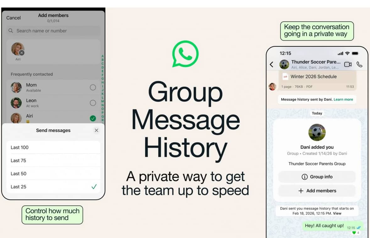 У WhatsApp з’явилася можливість ділитися попередніми повідомленнями з новими учасниками групи