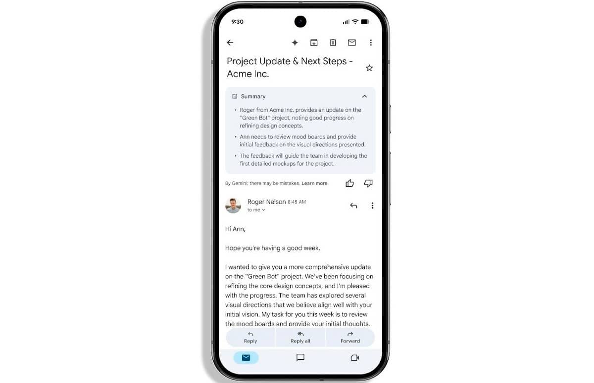 Gemini автоматично і за умовчанням створюватиме короткі зведення листів у Gmail