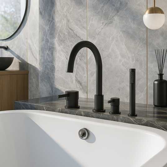 Смеситель на борт врезной ванны Nice 3450 на 4 отверстия черный